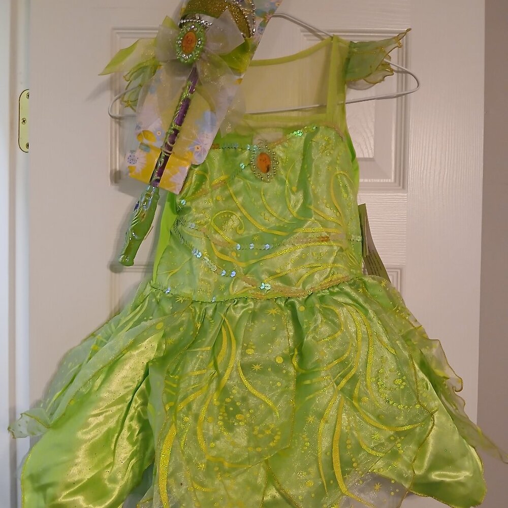 NWT ~Disney Store Princess Tinkerbell Costume with Wand ~Size M 7/8